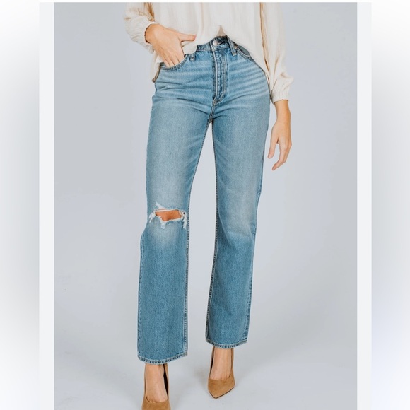Rag & Bone Alex High Rise Straight Distressed Jeans Medium Wash 28 - Picture 1 of 8